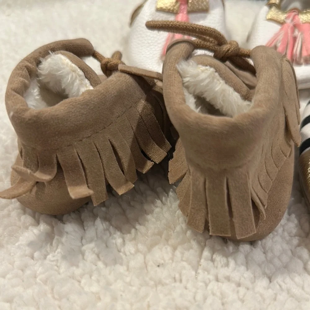 Adorable Baby Moccasins - Set of 3 Pairs - Gently Used for Newborn - 3 months